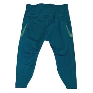 NWOT Nike Teal Leggings with Lime Swoosh Accent